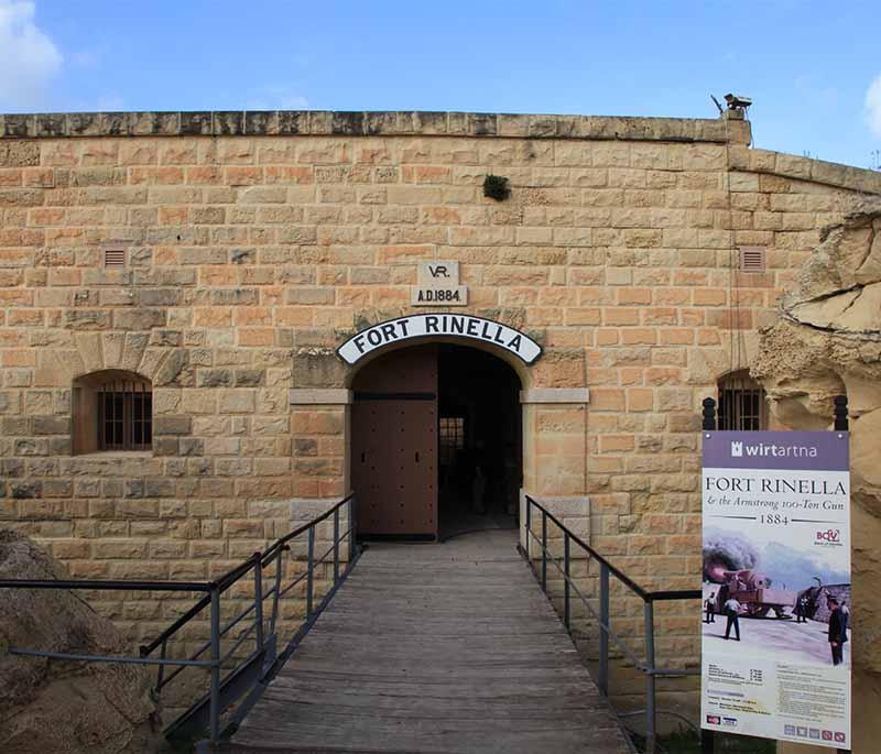 Fort Rinella, a Victorian-era coastal battery, features historical reenactments and military displays.
