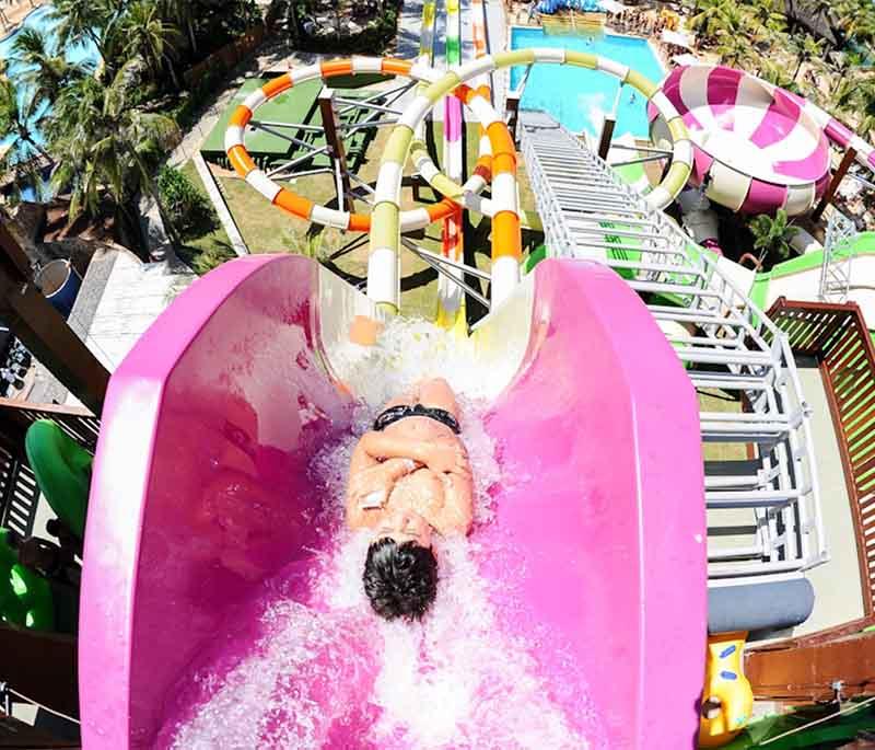 Fortaleza's Beach Park, highlighting a popular water park with exciting slides, pools, and family-friendly attractions.