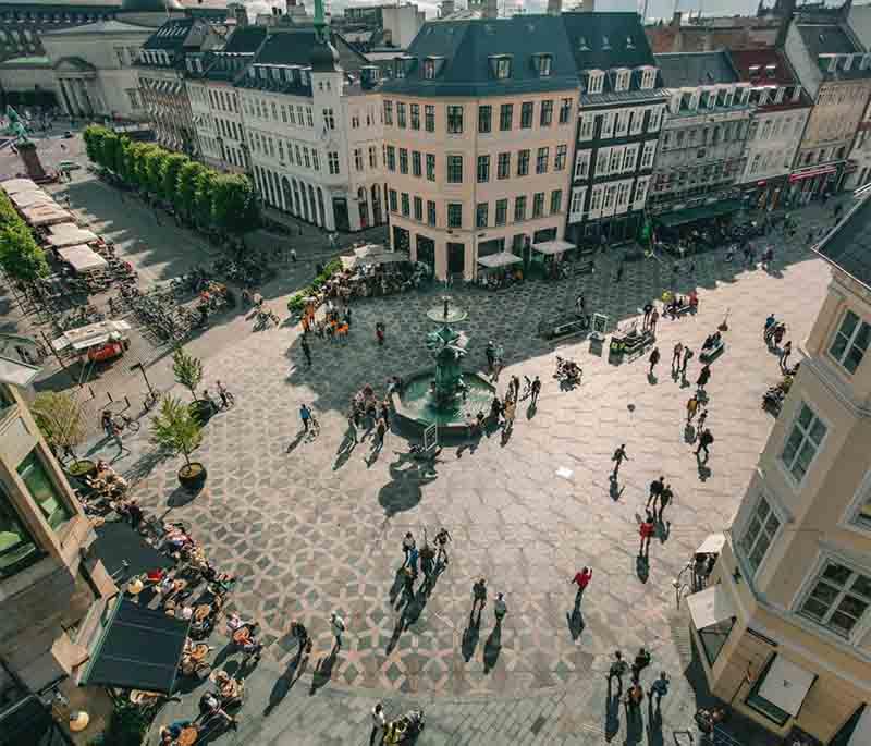 Frederiksbjerg Quarter, Aarhus, a vibrant district known for its trendy shops, cafes, and beautiful architecture.