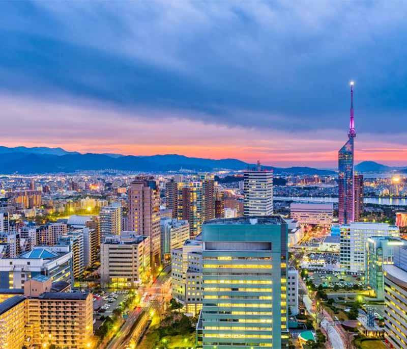 Fukuoka, a vibrant city known for its ancient temples, modern shopping malls, beautiful parks, and delicious ramen.