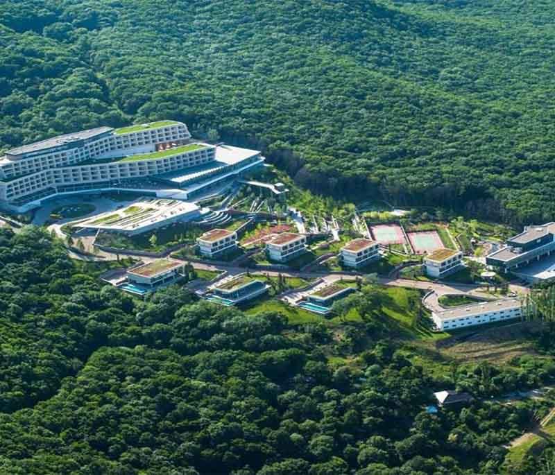 Galaalti (Five Springs) Resort, Astara, showcasing a health resort famous for its mineral springs and therapeutic spas.