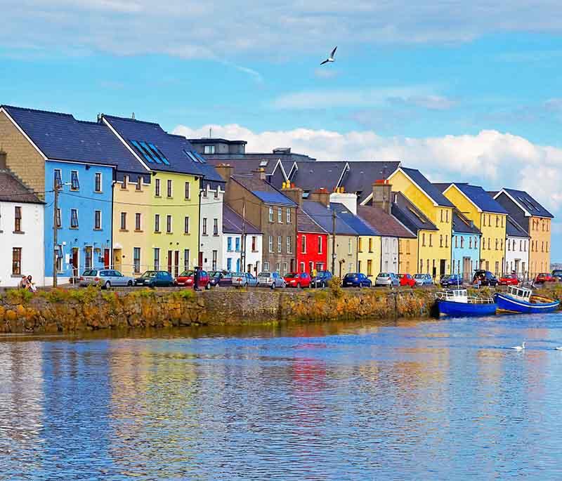 Galway City, a vibrant city on Ireland's west coast, known for its arts scene, historic buildings, and friendly atmosphere.