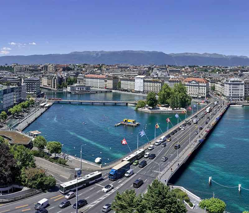 Geneva - A global city known for its Red Cross headquarters, United Nations office, and stunning lakeside setting.