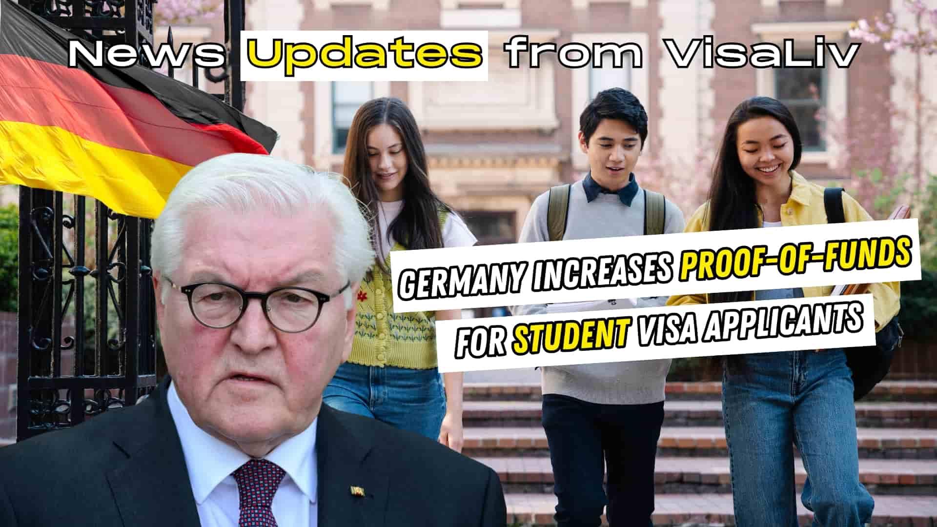 Germany increases proof-of-funds requirement for student visa applicants to ensure financial stability during their studies.