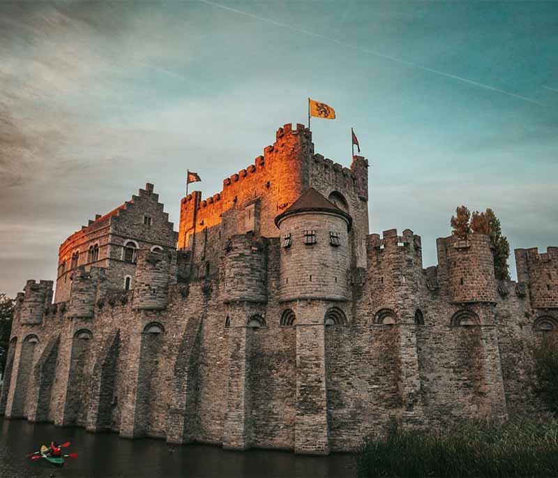 Ghent's Gravensteen Castle, showcasing the medieval castle with its well-preserved architecture and historical exhibits.