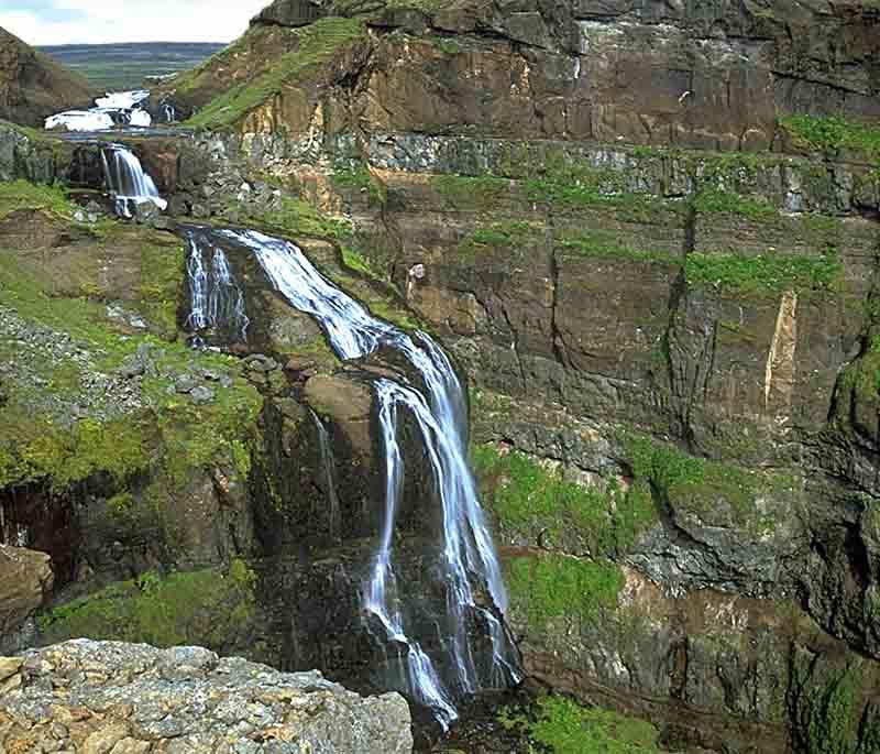 Glymur Waterfall, the second-highest waterfall in Iceland, offering a challenging hike with rewarding views.