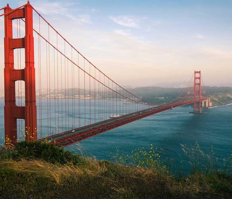 Golden Gate Bridge, San Francisco, California - An iconic suspension bridge known for its striking design and stunning views.