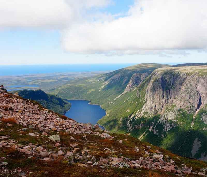 Gros Morne National Park in Newfoundland and Labrador features striking geological formations and diverse ecosystems.