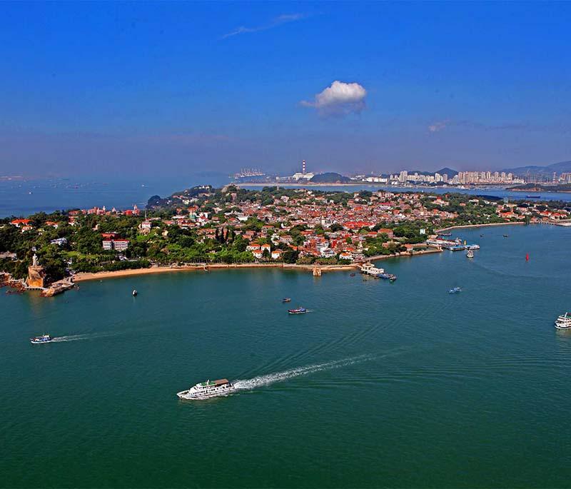 Gulangyu Island, Fujian, is renowned for its colonial architecture, museums, and car-free environment.