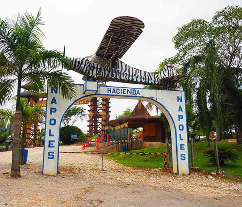 Hacienda Napoles, the former estate of Pablo Escobar, now a theme park with wildlife, water attractions, and a museum.