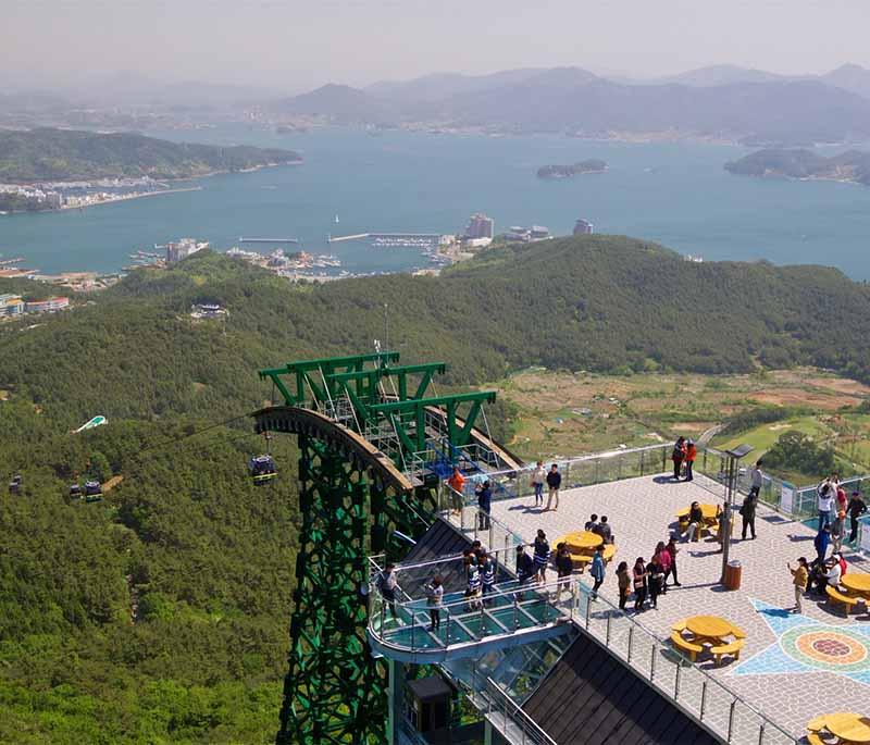 Hallyeo Waterway Observation Cable Car, Tongyeong - A cable car offering stunning views of the coastal scenery and islands.