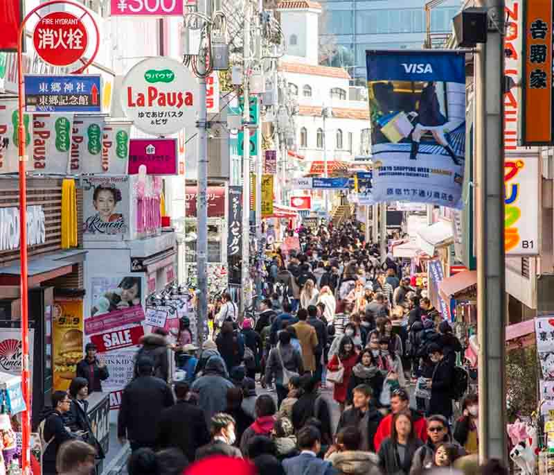 Harajuku, Tokyo, a trendy district known for its street fashion, quirky shops, and vibrant youth culture.