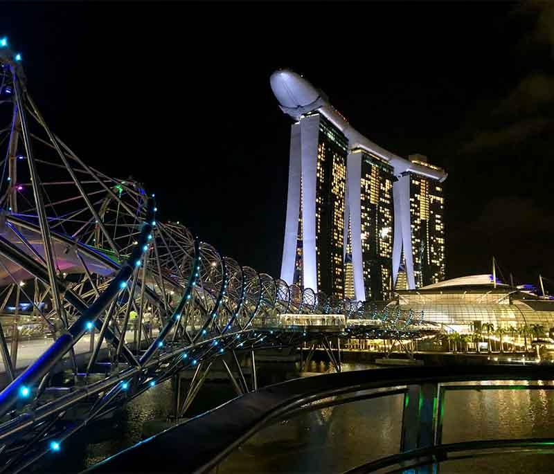 Helix Bridge - A pedestrian bridge with a unique spiral design, offering stunning views of Marina Bay.