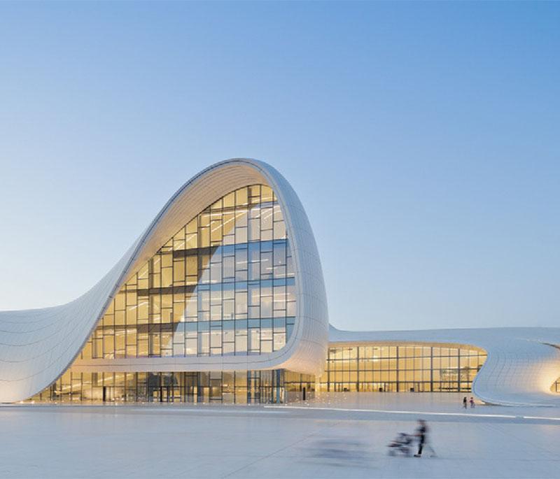 Heydar Aliyev Center, Baku, known for its stunning modern architecture, cultural exhibitions, and unique design.