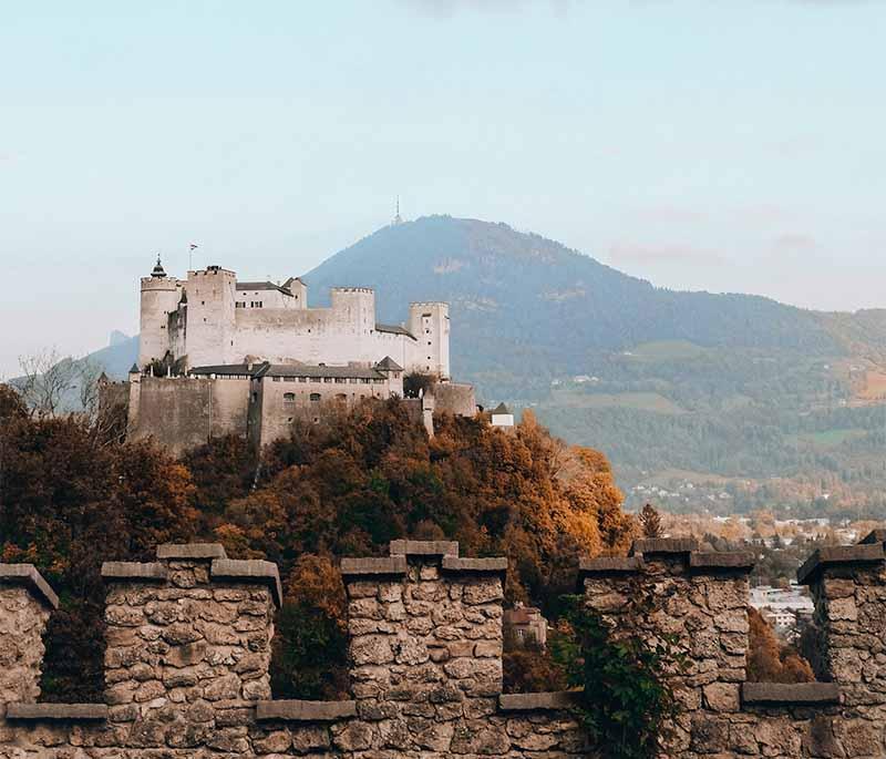 Hohensalzburg Fortress stands over Salzburg with well-preserved medieval architecture, offering stunning city views.