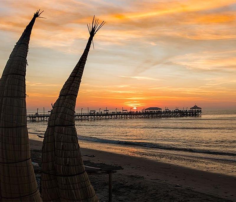 Huanchaco - A beach town near Trujillo, famous for its traditional reed boats and excellent surfing conditions.