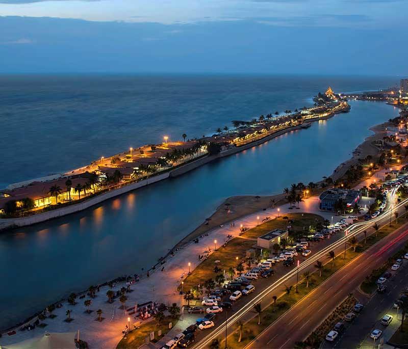 Jeddah Corniche - A scenic waterfront area with parks, beaches, and recreational facilities along the Red Sea.