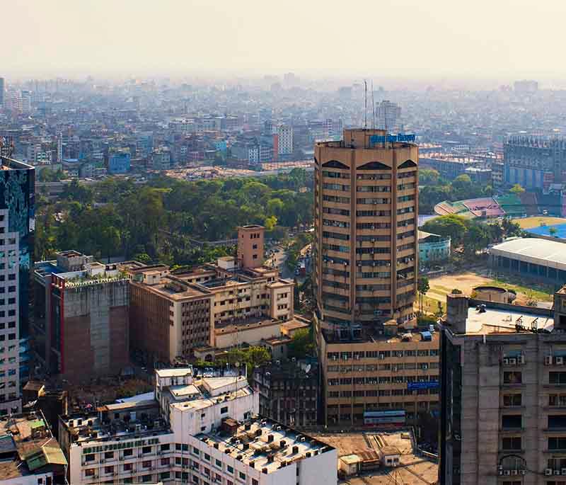 Jiban Bima Tower, Dhaka, highlighting the prominent skyscraper in the city’s business district and modern skyline.