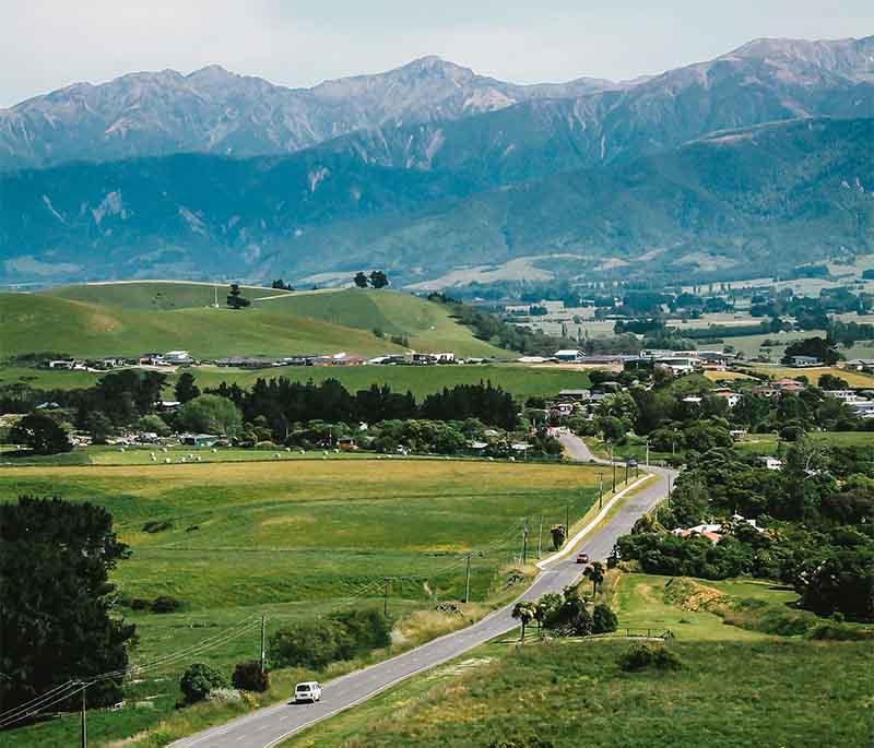 Kaikoura, Canterbury - Renowned for whale watching, seal swimming, fresh seafood, and coastal scenery.