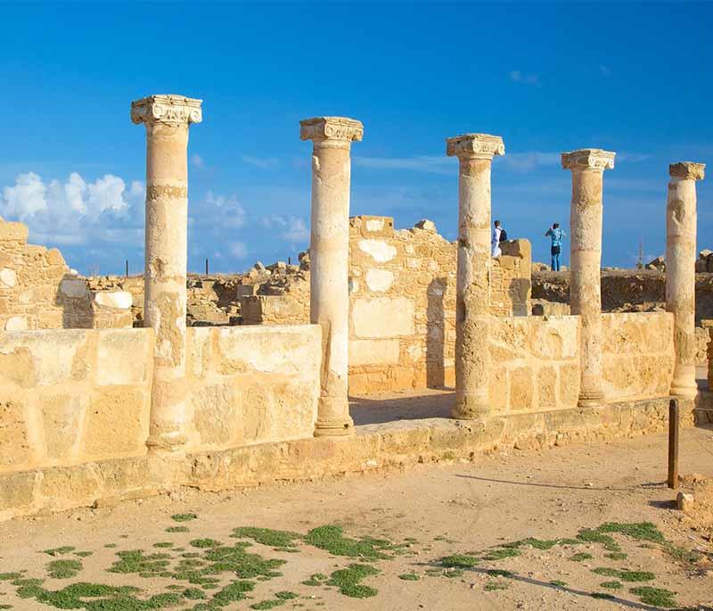 Kato Paphos Archaeological Park, featuring ancient ruins, including the famous House of Dionysos with its stunning mosaics.