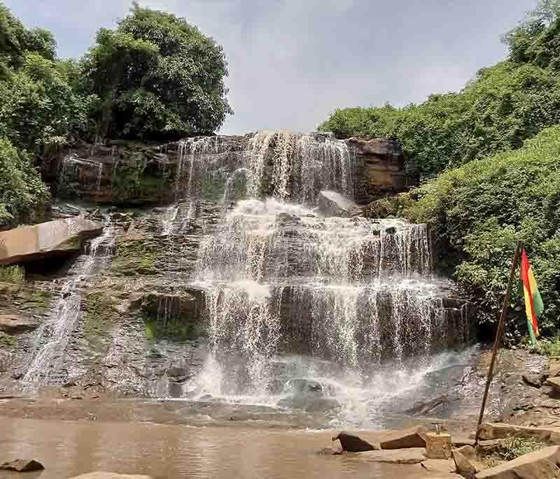 Kintampo Waterfalls, a scenic waterfall located in the Bono East Region, popular for picnics and nature walks.