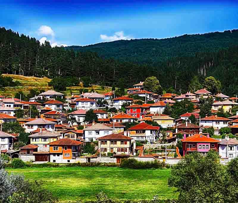 Koprivshtitsa, a well-preserved historic town known for its 19th-century Bulgarian architecture and cultural heritage.