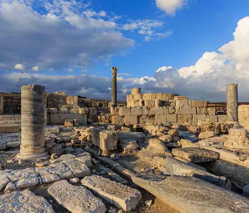 Kourion Archaeological Site, featuring well-preserved Greco-Roman ruins, including a magnificent amphitheater and mosaics.