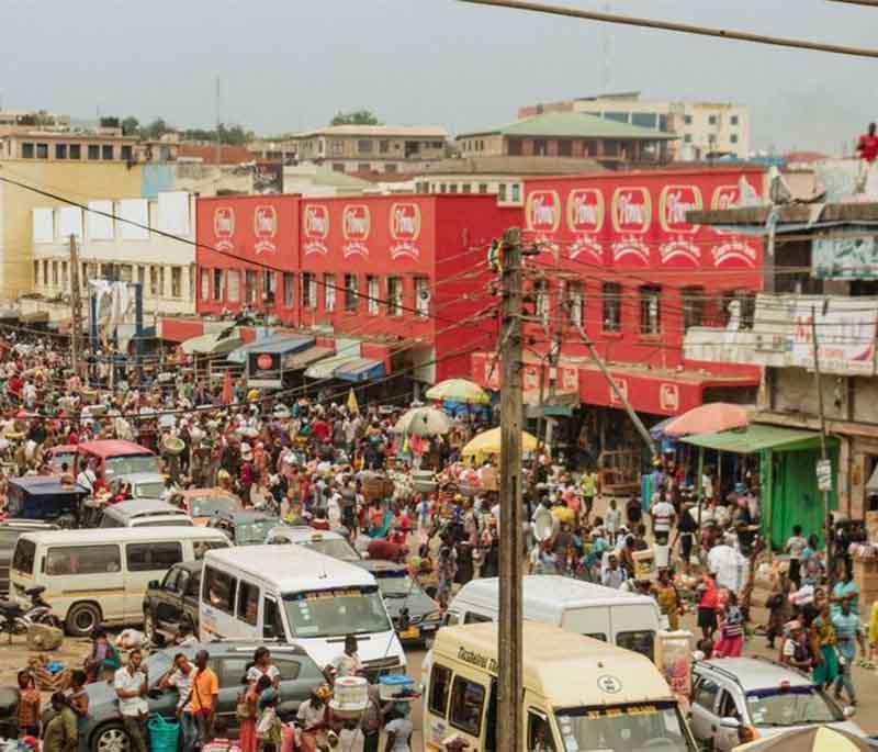 Kumasi Central Market, one of the largest markets in West Africa, offering a variety of goods, from produce to crafts.