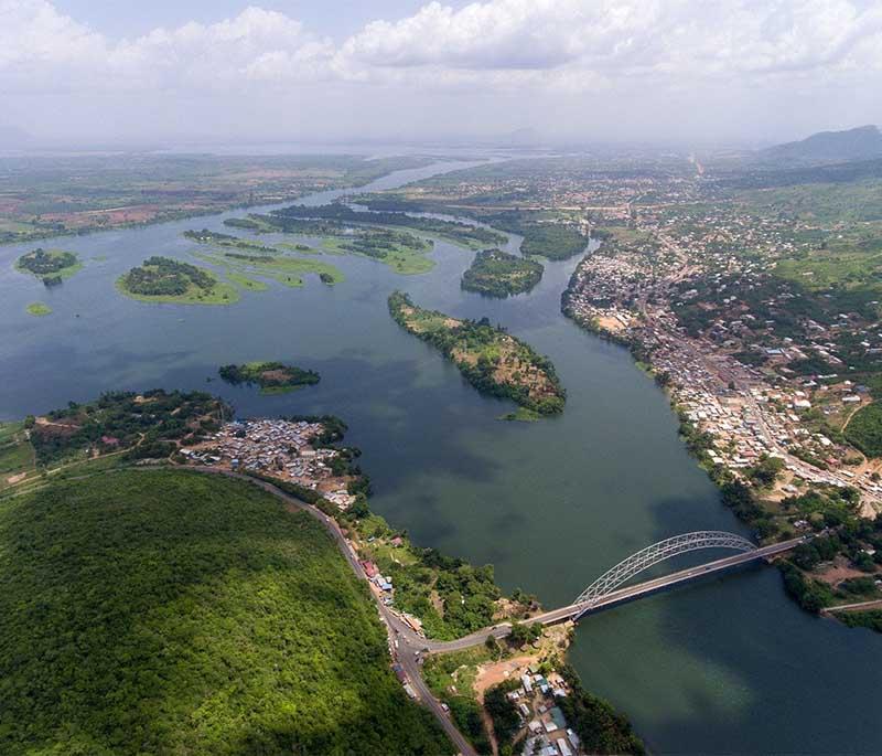 Lake Volta, one of the largest artificial lakes in the world, offering boating, fishing, and scenic views.