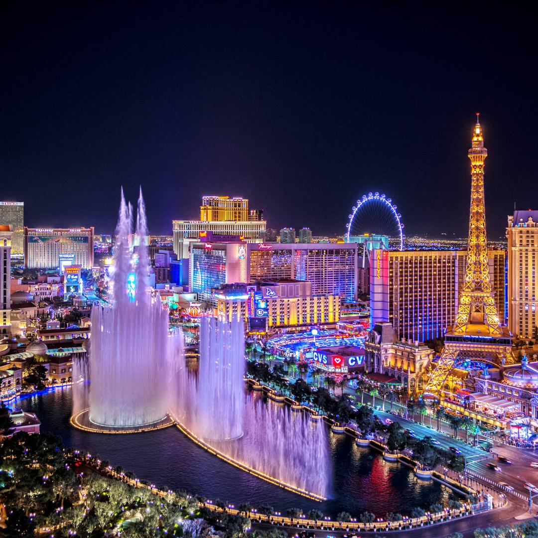 Las Vegas Strip, Nevada - A famous stretch of Las Vegas Boulevard known for its casinos, hotels, and entertainment.