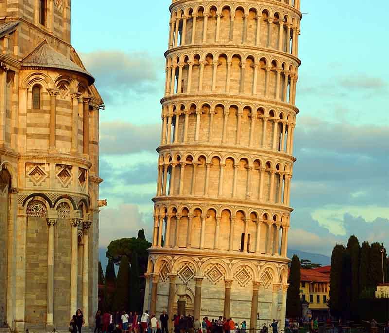 Leaning Tower of Pisa, Pisa, an iconic bell tower famous for its unintended tilt and architectural design.