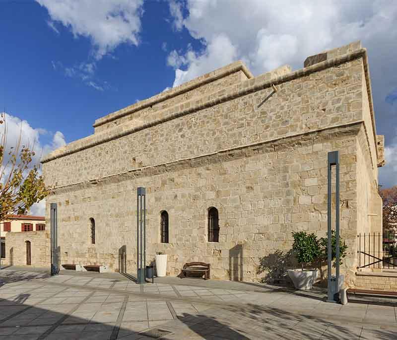 Limassol Castle, a historic fortress housing the Cyprus Medieval Museum, with exhibits on the island's history and artifacts.