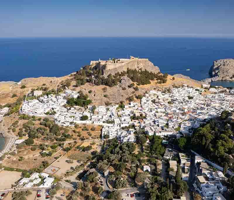 Lindos Acropolis, an ancient citadel on the island of Rhodes, offering stunning views and significant archaeological ruins.