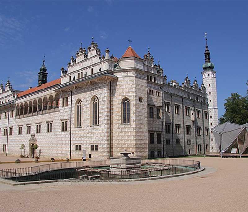 Litomysl Castle, a Renaissance castle with beautiful sgraffito decorations, set in a picturesque town.