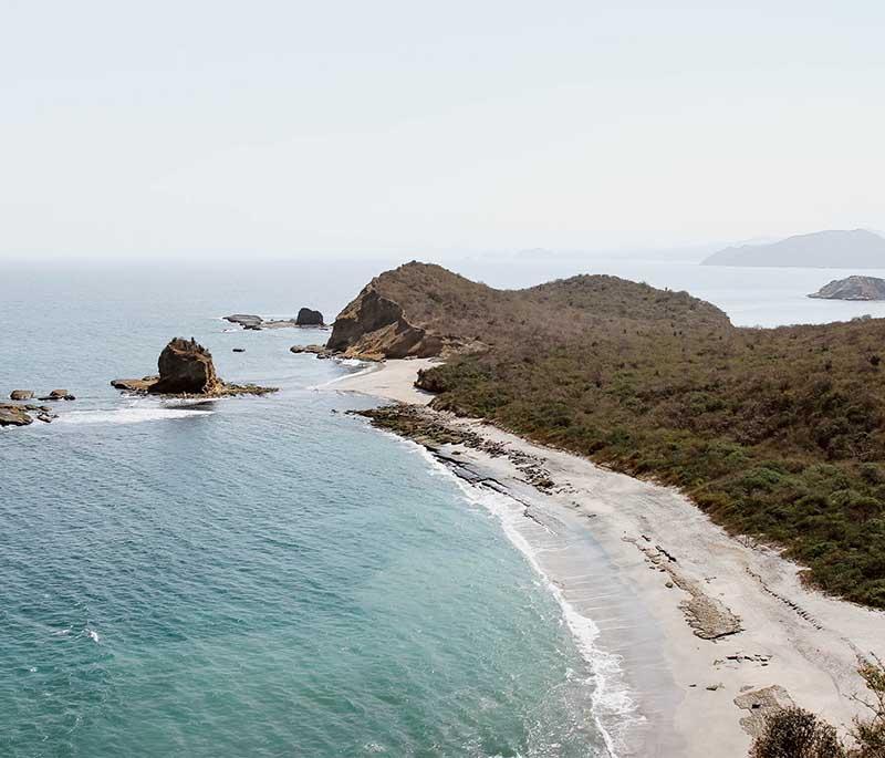 Los Frailes Beach, considered one of the most beautiful beaches in Ecuador, located within Machalilla National Park.