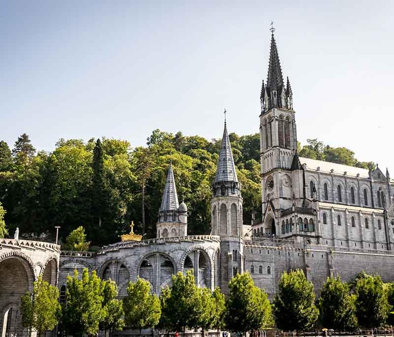 Lourdes, Occitanie, a major Catholic pilgrimage site known for the Sanctuary of Our Lady of Lourdes and its healing waters.