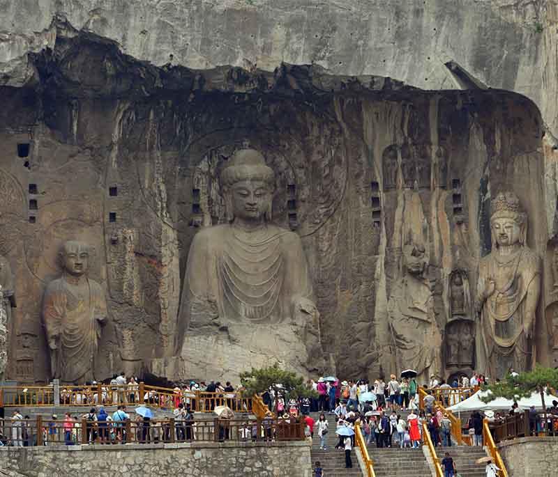 Luoyang Longmen Grottoes, Henan, feature extensive Buddhist art housed in limestone caves, and cultural heritage.