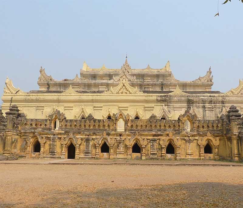 Maha Aungmye Bonzan Monastery, Mandalay - A well-preserved brick monastery with intricate stucco work.