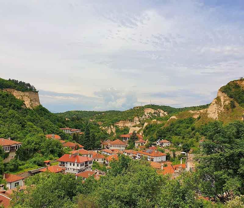 Melnik, the smallest town in Bulgaria, famous for its unique sandstone formations and historic wine cellars.