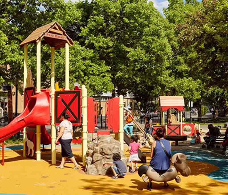 Merl-Belair Park, a tranquil park in Luxembourg City, offering green spaces, playgrounds, and a pond.