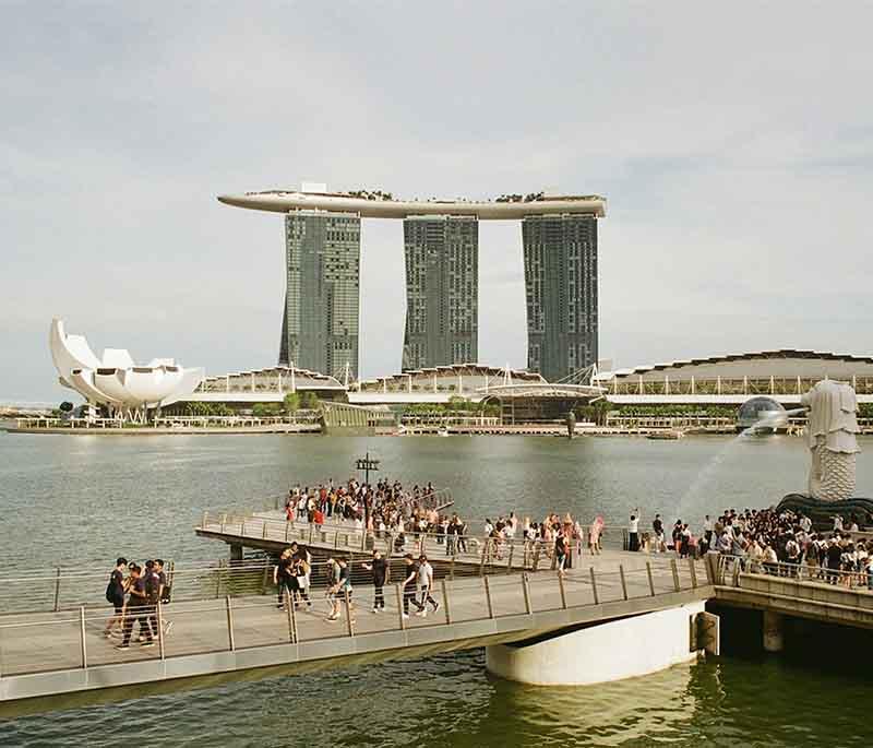 Merlion Park - A waterfront park featuring the iconic Merlion statue, a symbol of Singapore, with stunning views.