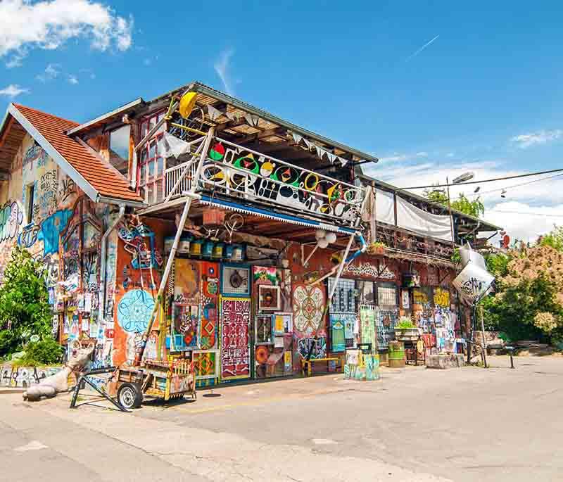 Metelkova Mesto - An alternative cultural center in Ljubljana, known for its vibrant street art, nightlife, and events.