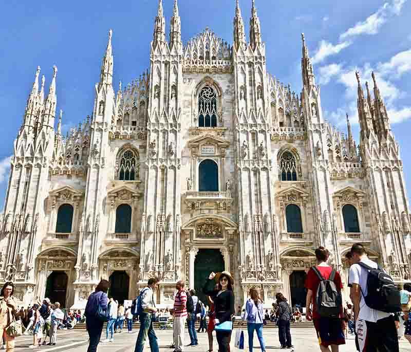 Milan Cathedral (Duomo), Milan, a magnificent Gothic cathedral and one of the largest churches, famous for its views.