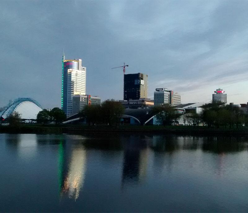 Minsk, the capital city, known for its modern architecture, cultural landmarks, and vibrant city life.