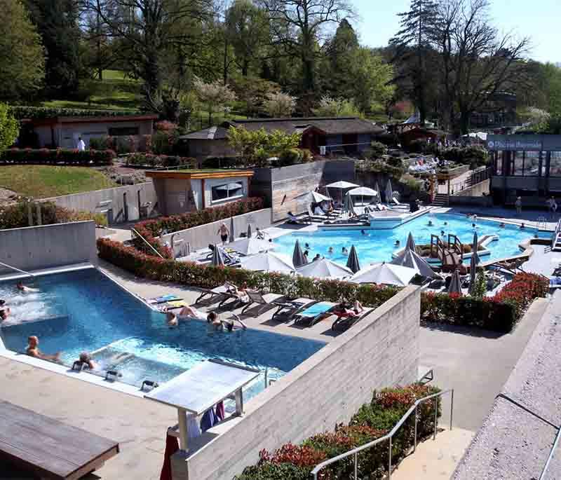 Mondorf-les-Bains, a spa town known for its thermal baths, wellness facilities, and beautiful parklands.