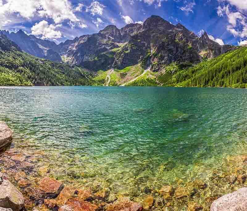 Morskie Oko Lake, Tatra Mountains - Stunning glacial lake surrounded by high peaks, perfect for hiking.