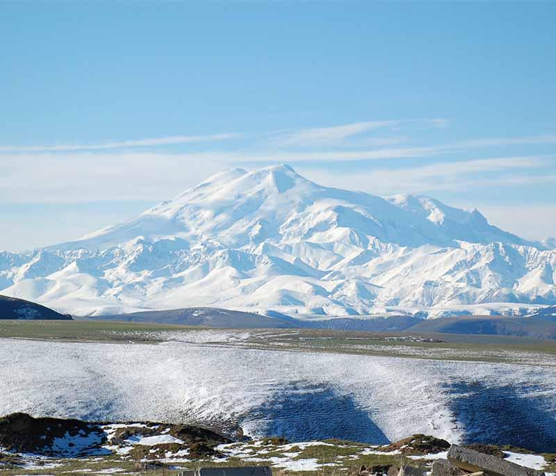 Mount Elbrus, Caucasus Mountains - The highest peak in Europe, popular for mountaineering and offering stunning views.