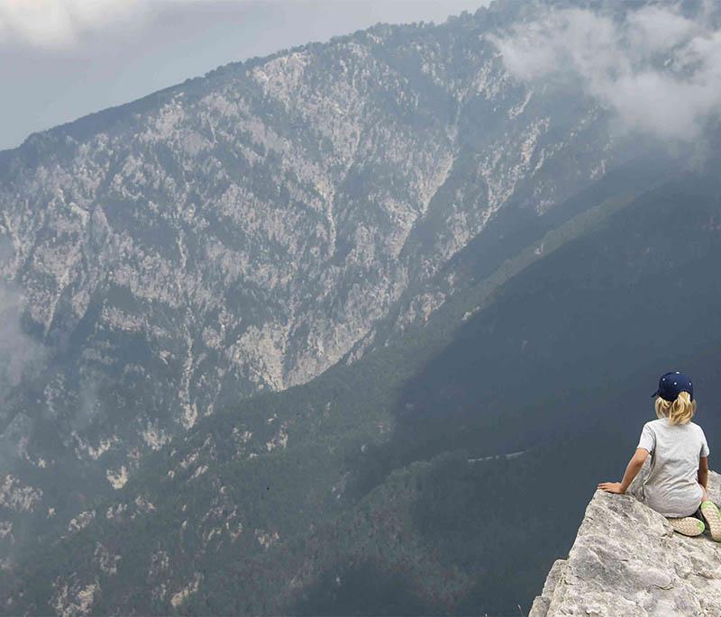 Mount Olympus, the highest mountain in Greece, considered the home of the Greek gods, offering hiking trails and views.