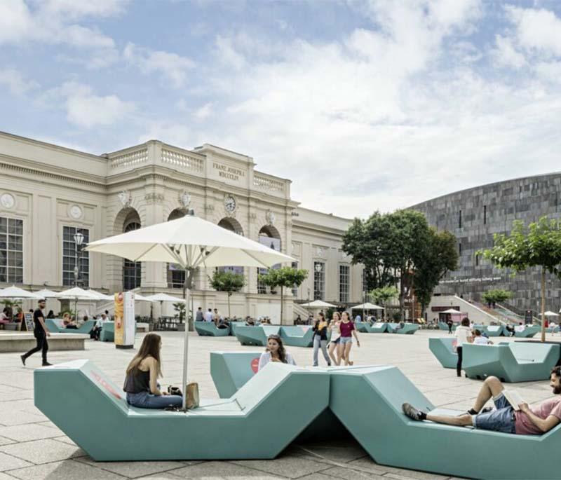 Museum Quarter in Vienna: Vibrant cultural hub with contemporary art spaces, historic sites, and lively events.