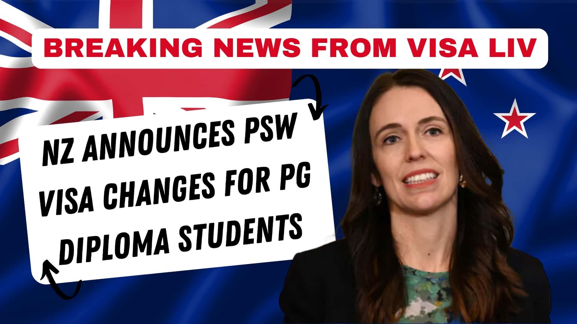 New Zealand announces changes to PSW visa rules, offering postgraduate diploma students new work opportunities.